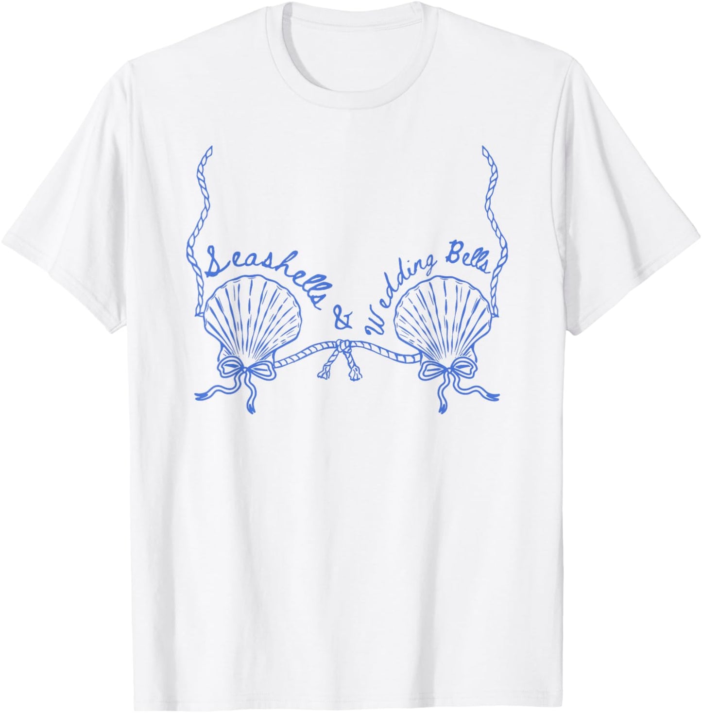 Seashell Bra Bachelorette Bikini Coastal Bridal Shower T-Shirt - T-Shirt | White