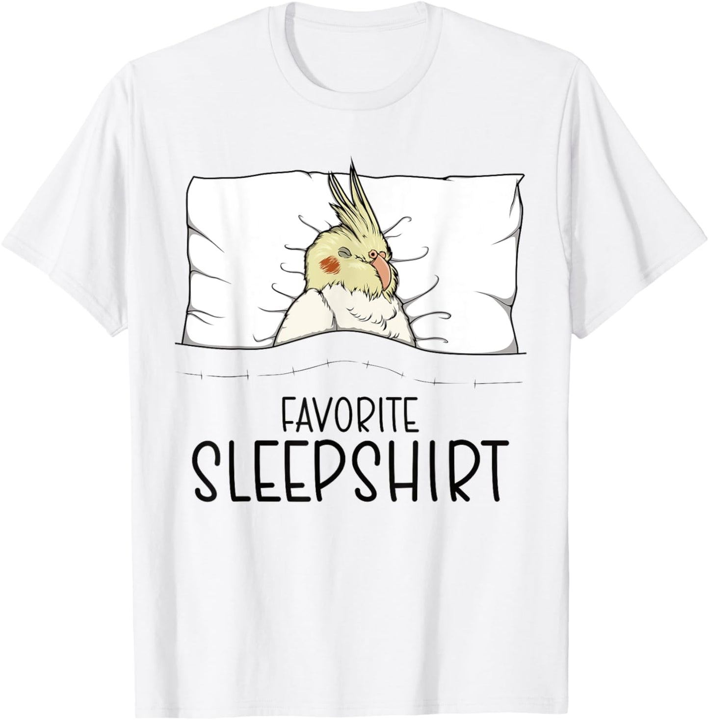 Favorite Sleepshirt Cockatiel, Napping Bird Pajama T-Shirt - T-Shirt | White