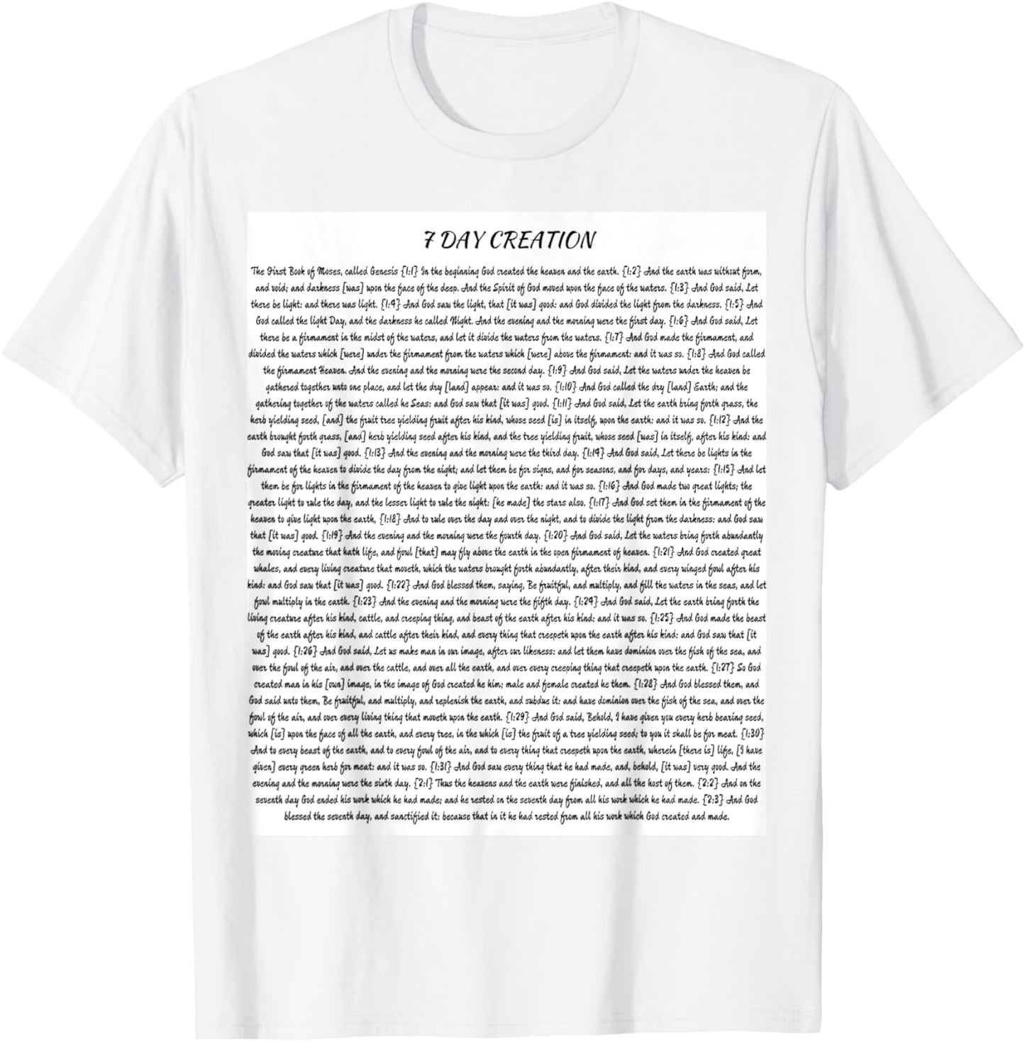7 Day Creation Black Print T-Shirt - T-Shirt | White