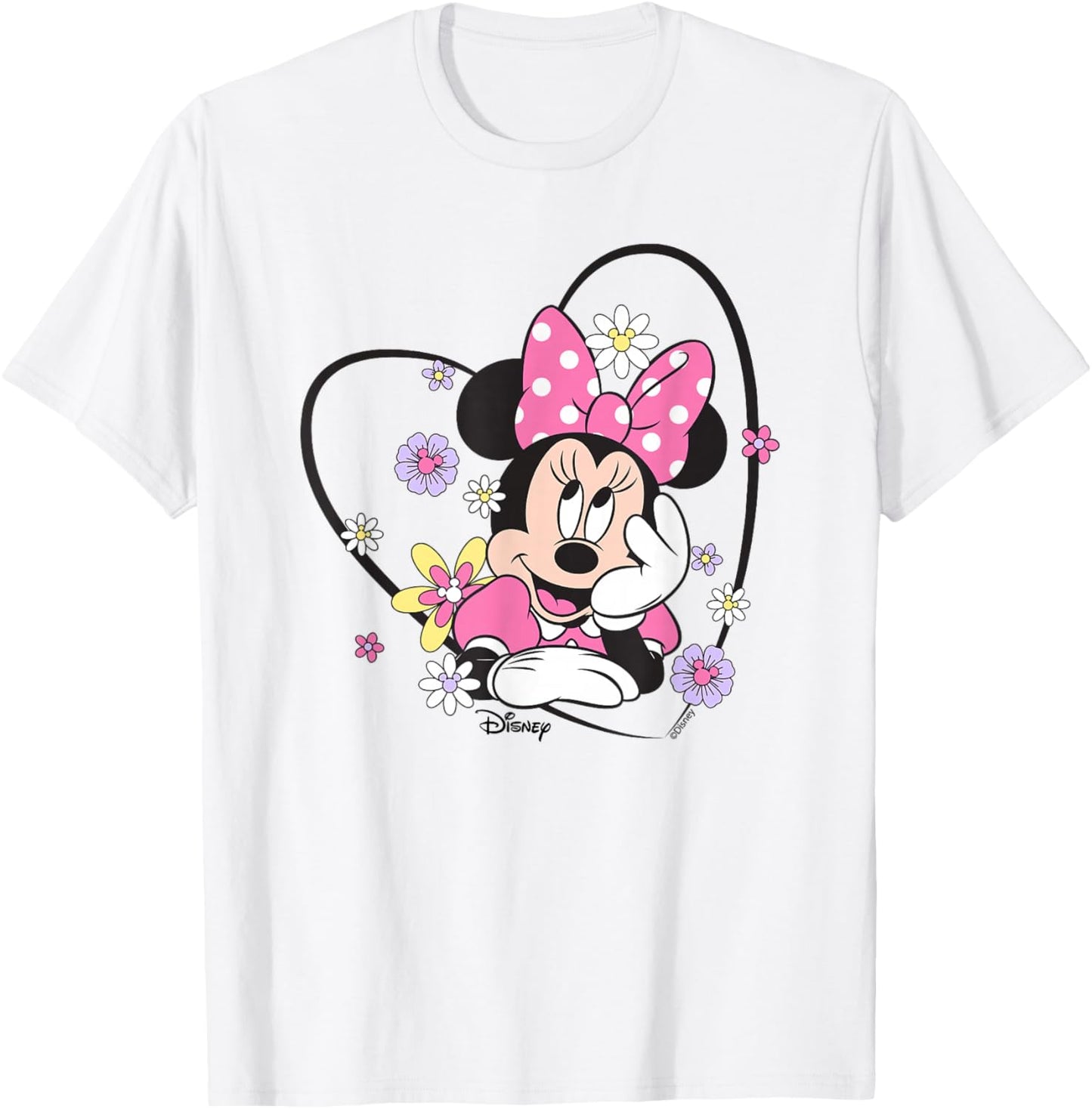 Disney Minnie Mouse Pastel Floral Spring T-Shirt - T-Shirt | White