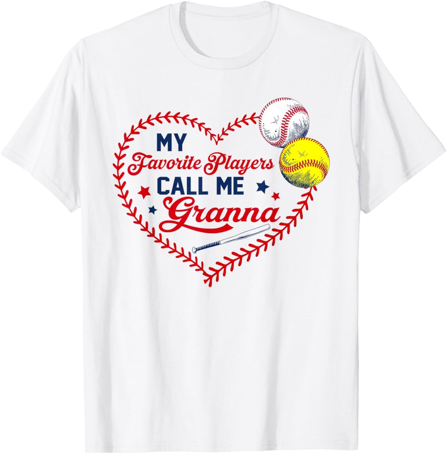 My Favorite Players Call Me Granna Baseball Softball T-Shirt - T-Shirt | White