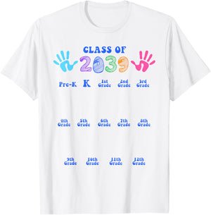 Class of 2039 Handprint for Grades Kindergarten Graduation T-Shirt - T-Shirt | White