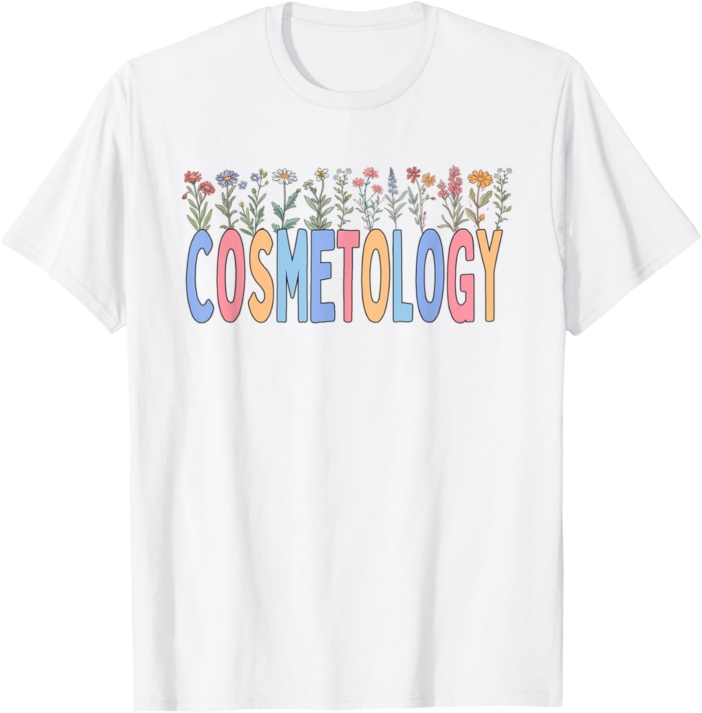 Cosmetology Wildflower Hair Stylist Beauty School Graduation T-Shirt - T-Shirt | White
