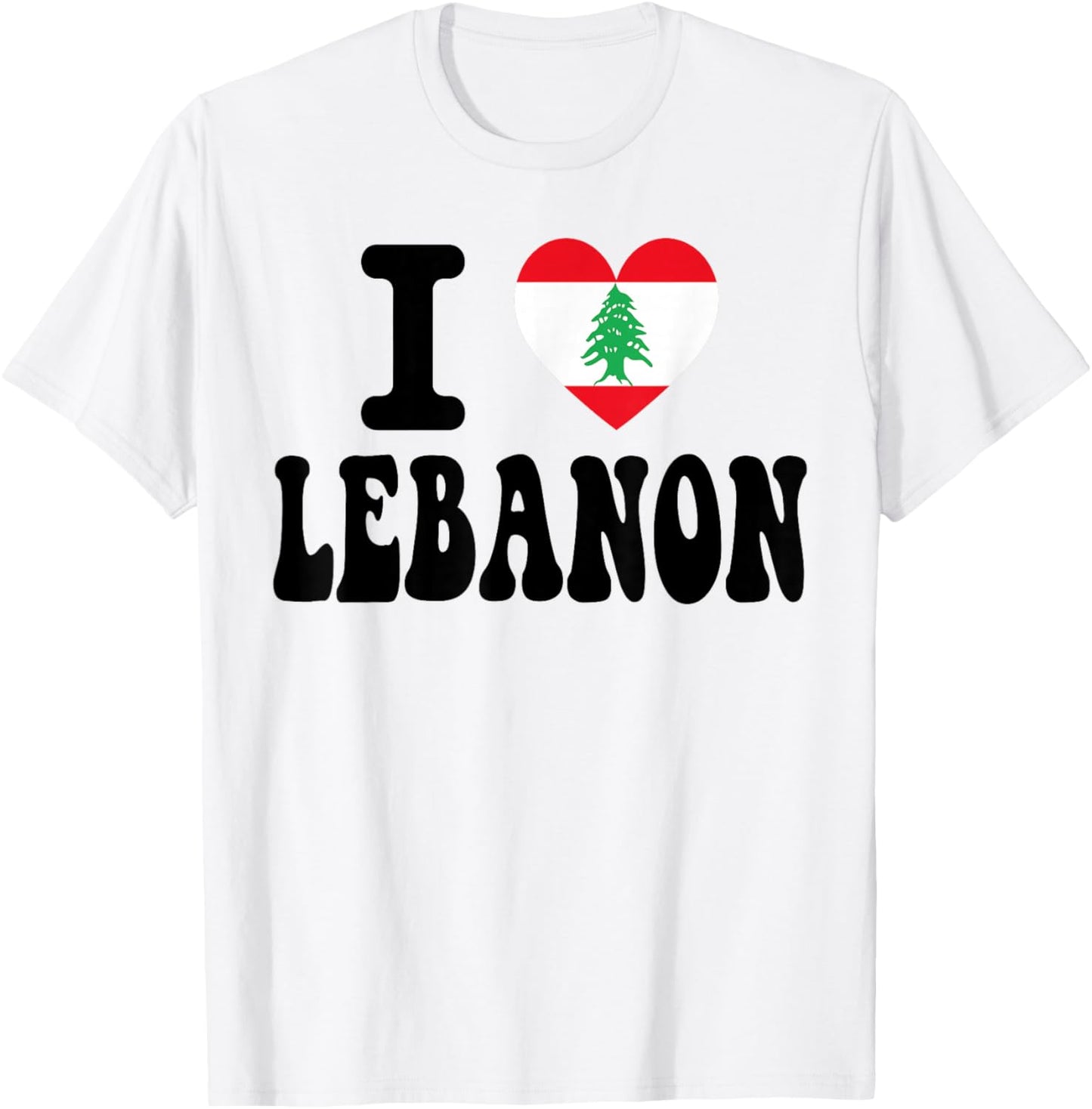 Retro Travel Souvenir with Flag I Love Lebanon Heart Shaped T-Shirt - T-Shirt | White