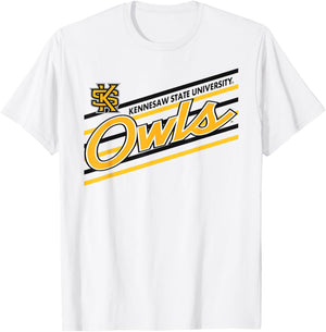 Kennesaw State Owls Retro Performer Gray Officially Licensed T-Shirt - T-Shirt | White