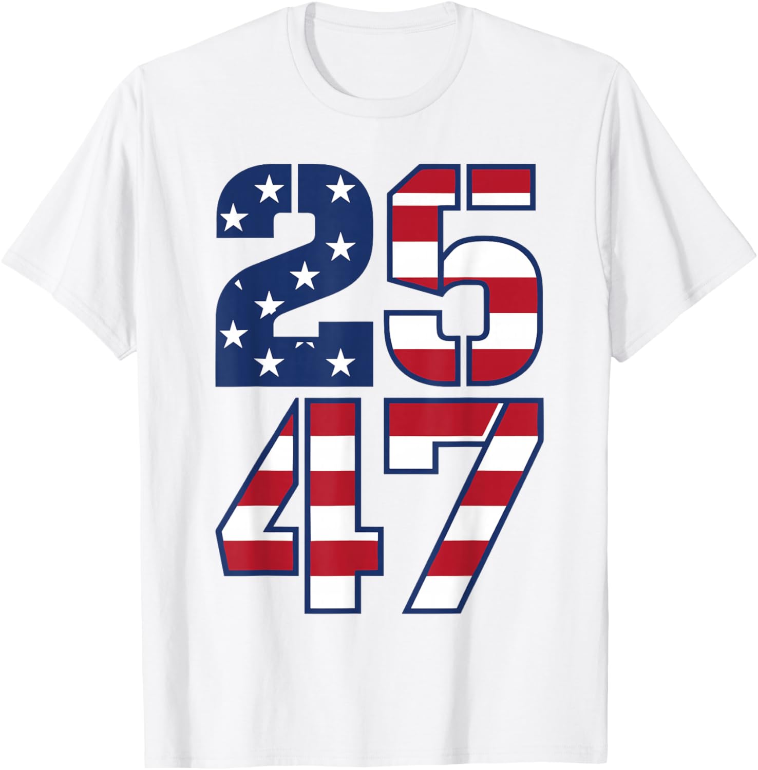 2547 Patriotic Vintage USA American Flag 25 47 T-Shirt - T-Shirt | White