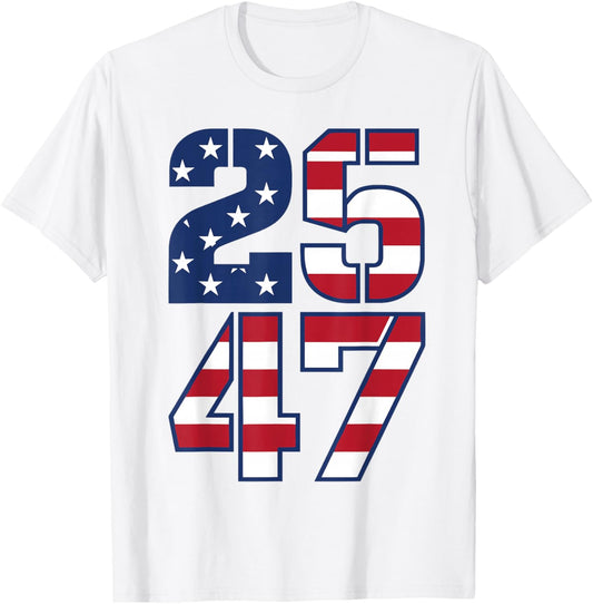2547 Patriotic Vintage USA American Flag 25 47 T-Shirt - T-Shirt | White