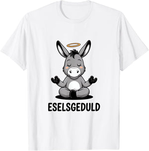 ESELSGEDULD Lustiger Meditierender Esel Yoga T-Shirt - T-Shirt | White