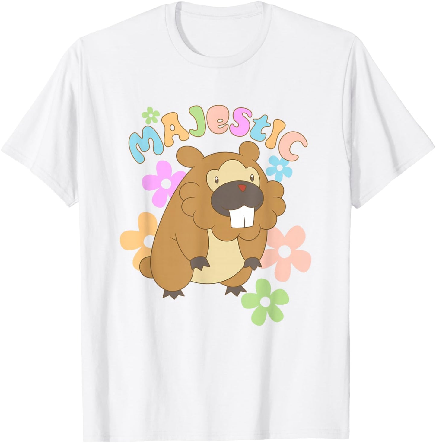 Pokémon Majestic Bidoof Floral Portrait T-Shirt - T-Shirt | White