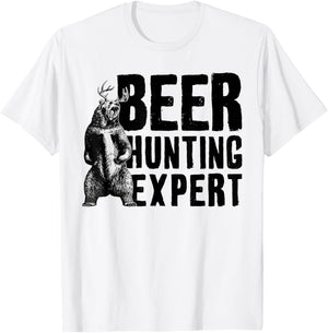 Beer Hunting Expert Funny Saying Quote Bear Deer Men Women T-Shirt - T-Shirt | White