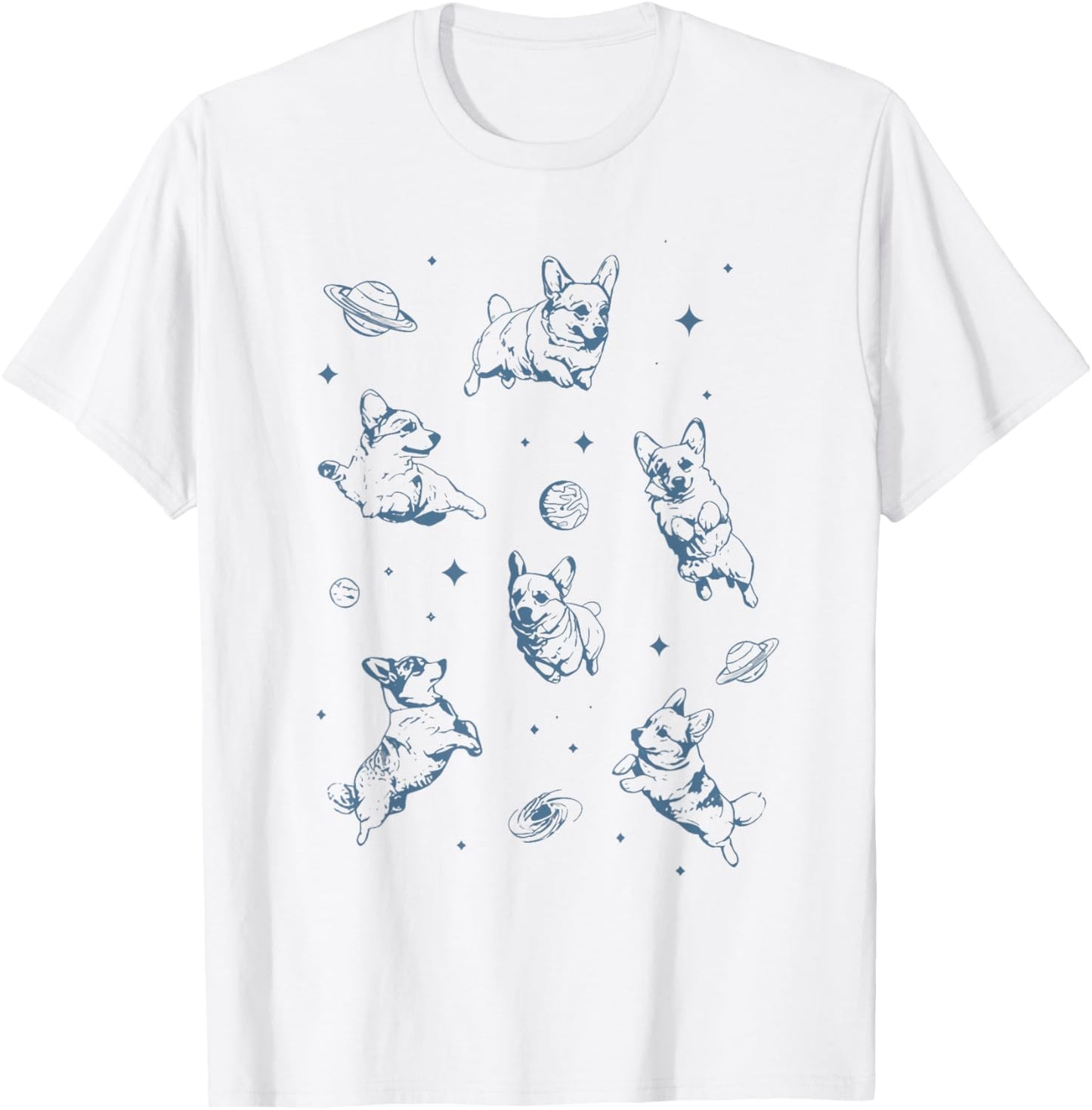 Retro 90's Corgi in Space Galaxy Dog Shirt Corgi Dog Mom T-Shirt - T-Shirt | White