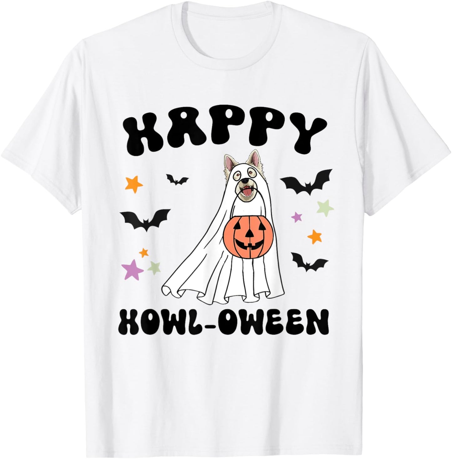 White German Shepherd Boo Dog Lover Costume Happy Halloween T-Shirt - T-Shirt | White