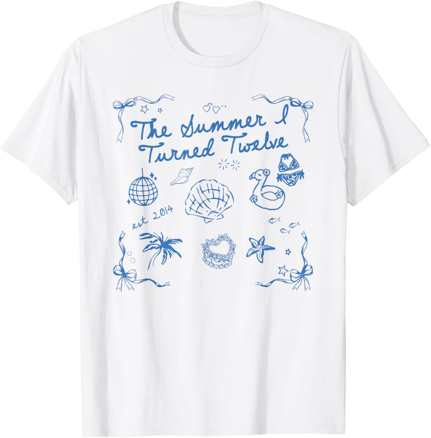 Summer I Turned Twelve Year Old Est 2014 12th Birthday T-Shirt - T-Shirt | White