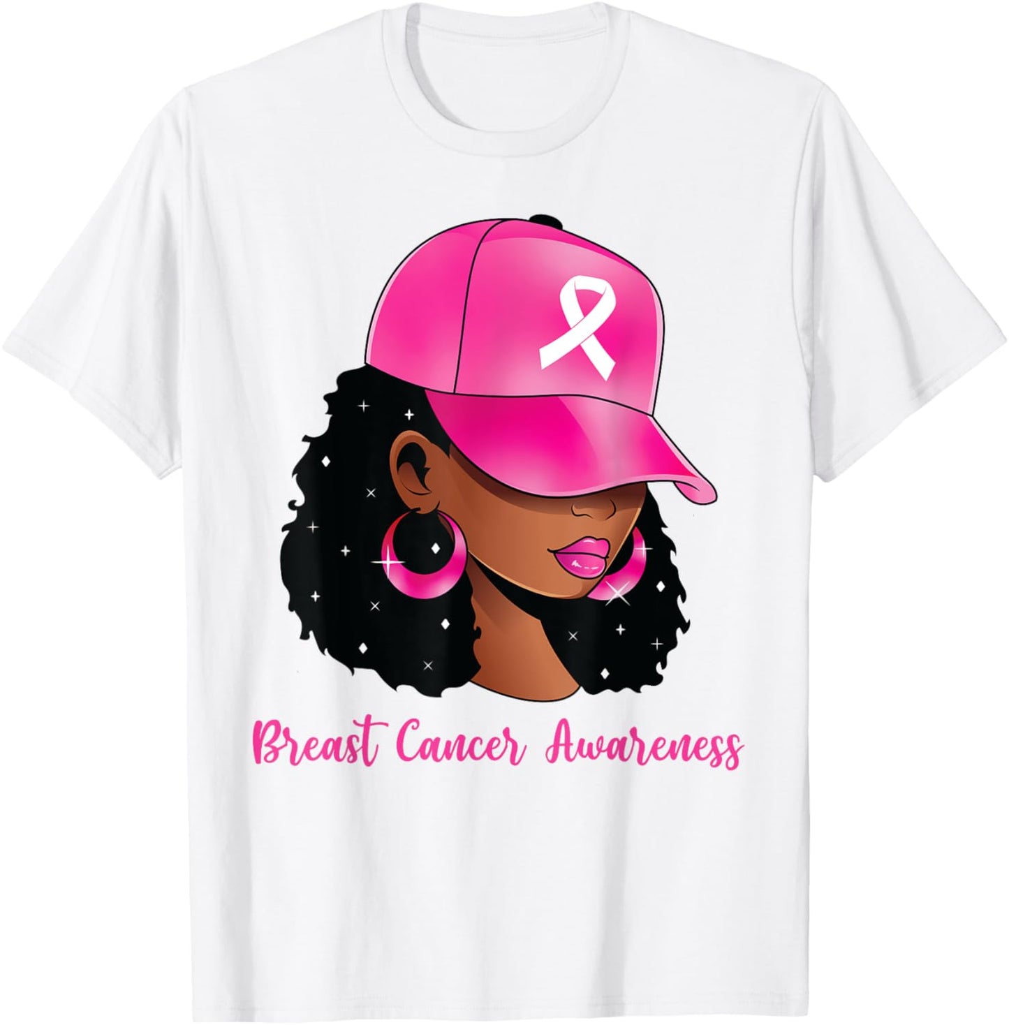 Black Women Pink Breast Cancer Awareness Warrior Women Girls T-Shirt - T-Shirt | White