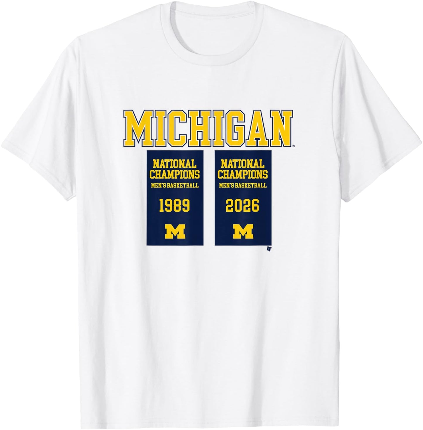 Michigan Wolverines MBB - 2026 National Champions Banners T-Shirt - T-Shirt | White