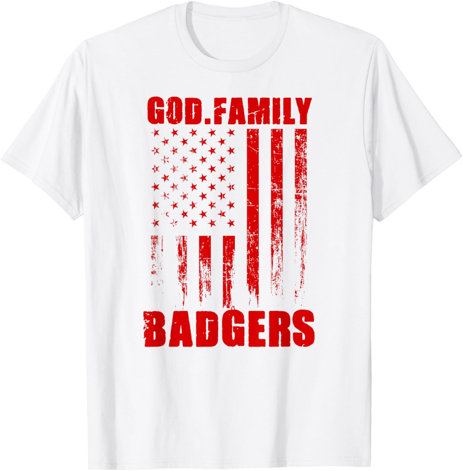 Arkadelphia Badgers God. Family. Vintage USA Flag T-Shirt - T-Shirt | White