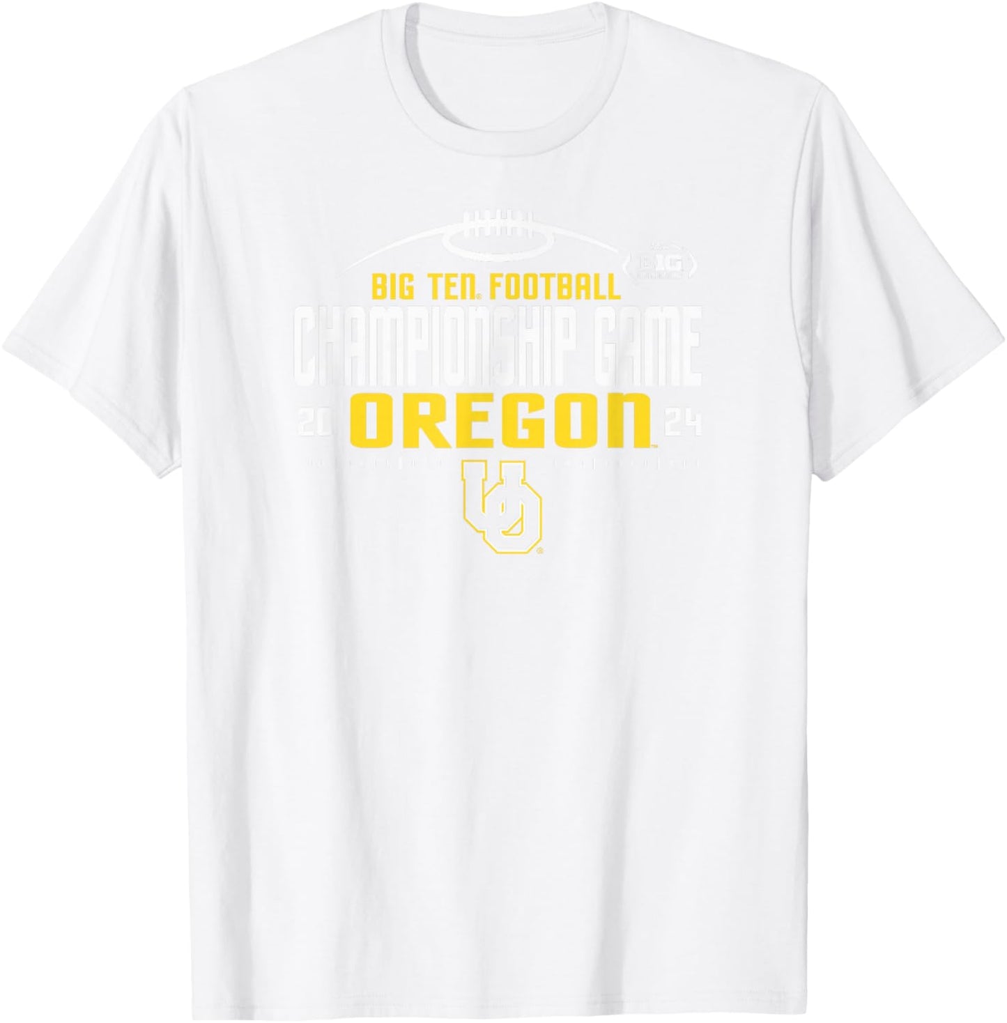 Oregon Ducks Big Ten Championship 2024 Football Laces Green T-Shirt - T-Shirt | White