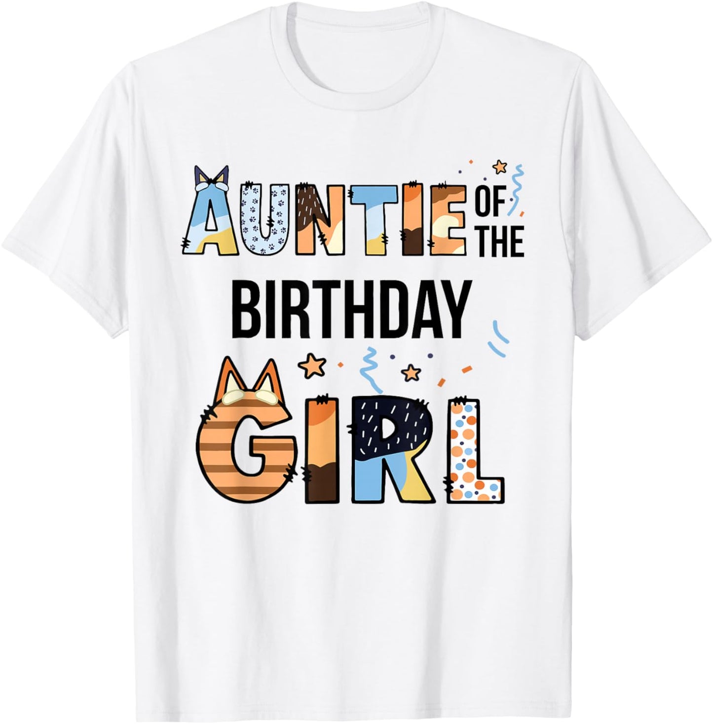 Auntie of The Birthday Girl Party Blue Dog Lover Matching T-Shirt - T-Shirt | White
