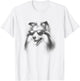 Vintage Shetland Sheepdog with Sunglasses Drawing Sheltie T-Shirt - T-Shirt | White