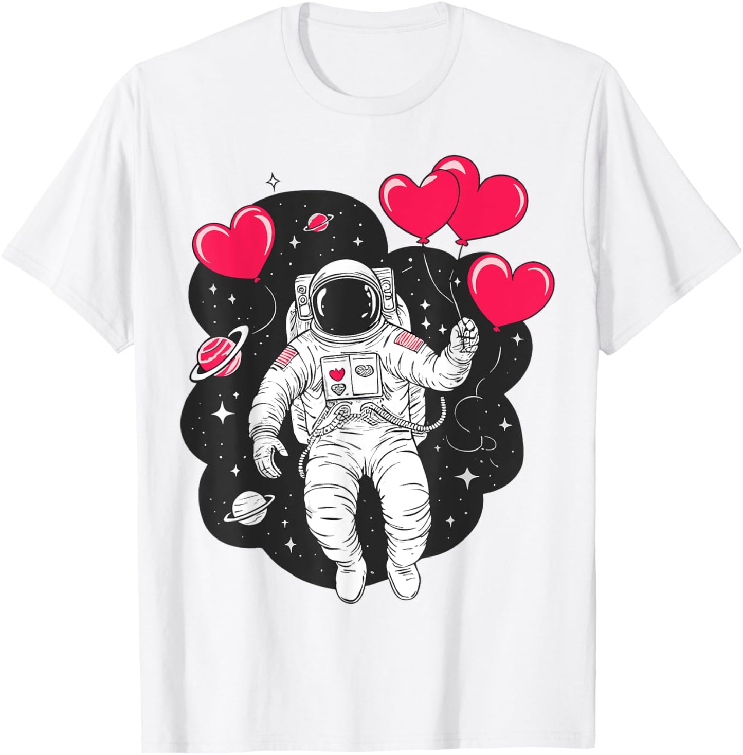 Valentines Day Space Astronaut Heart Balloons Toddler Boys T-Shirt - T-Shirt | White