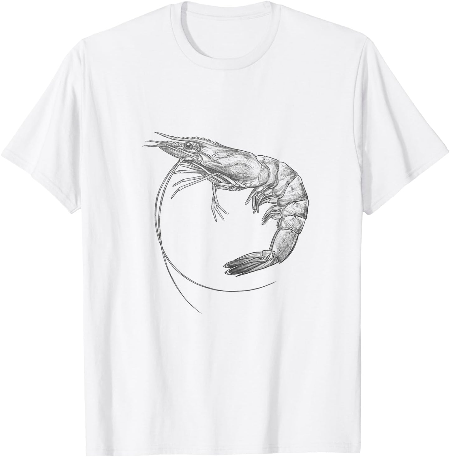 Vintage Shrimp Drawing Art Design T-Shirt - T-Shirt | White