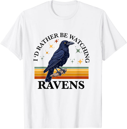 Ravens Crow Black Bird Corbie Silhouette Vintage Men Women T-Shirt - T-Shirt | White