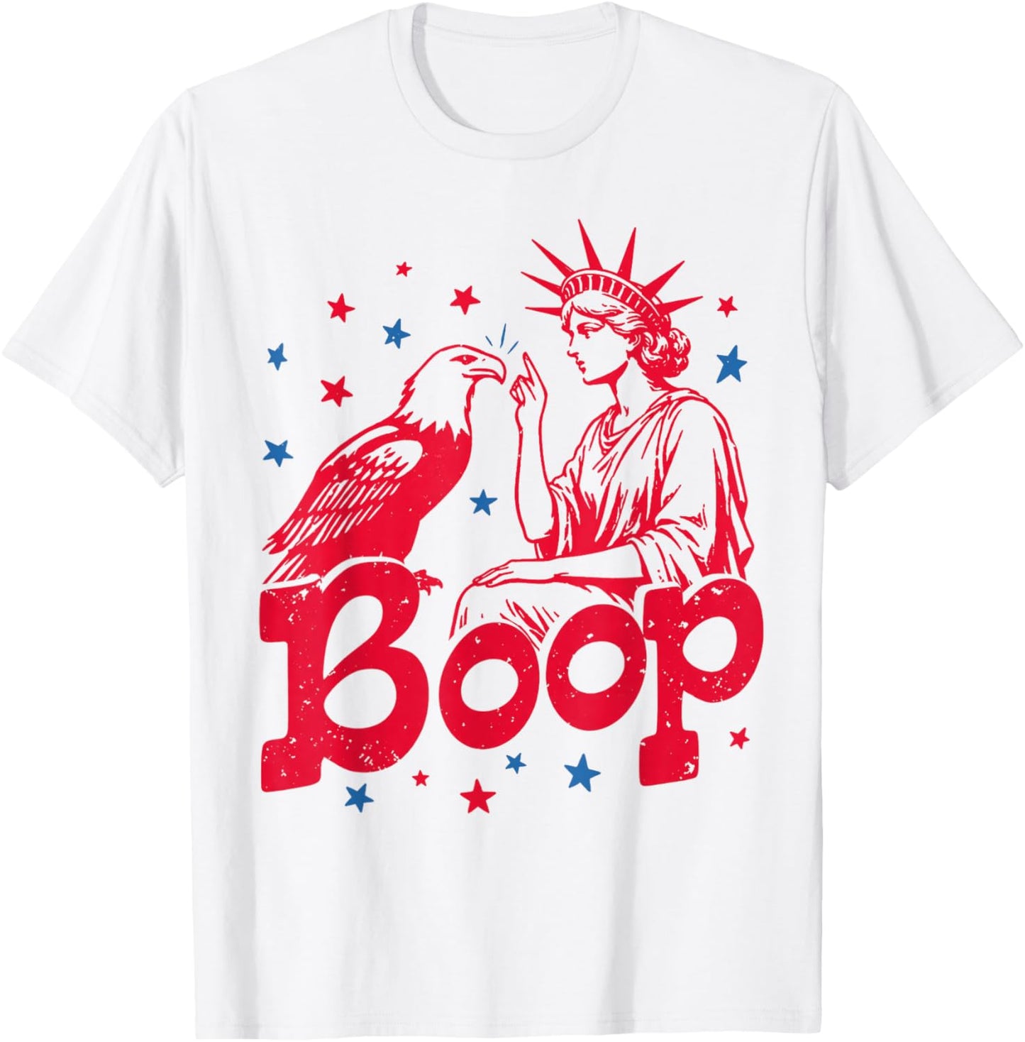 Boop Vintage Statue of Liberty and Eagle Funny Patriotic T-Shirt - T-Shirt | White