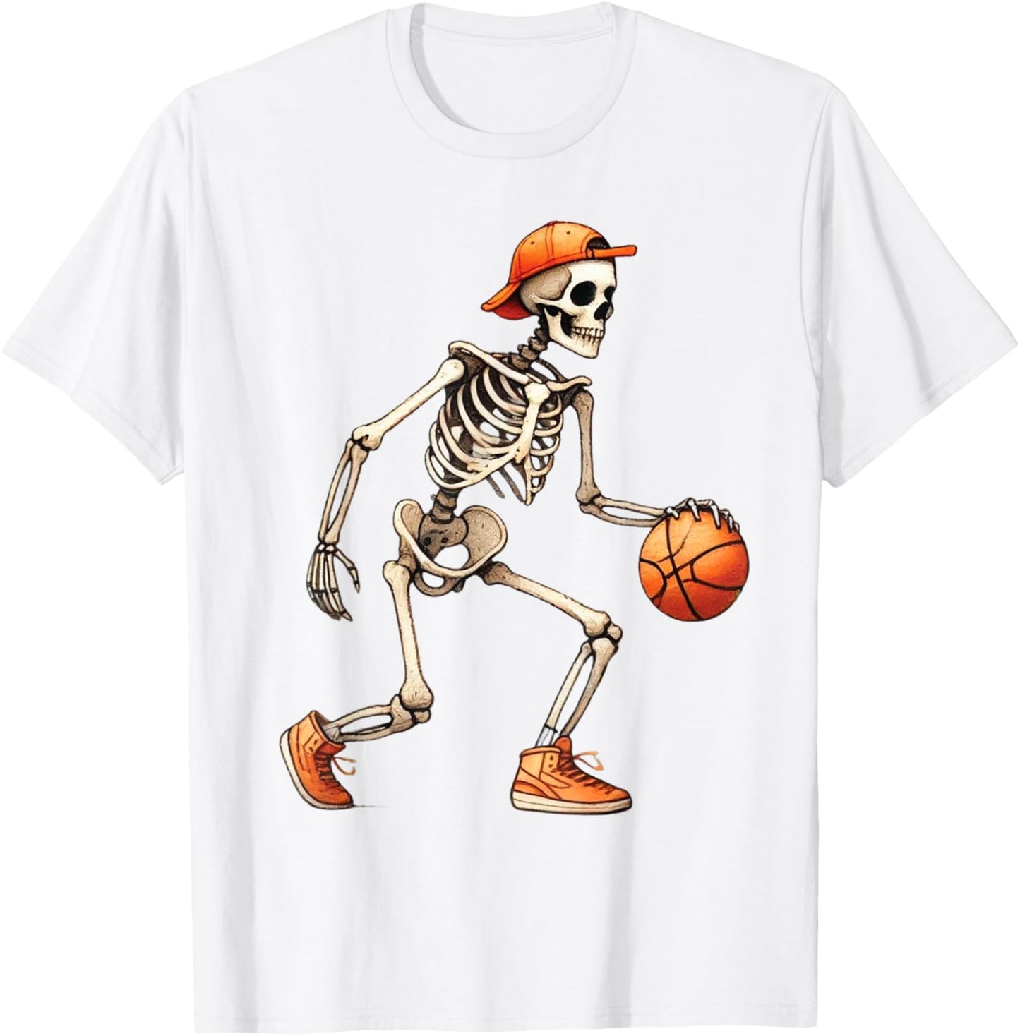 Skeleton Basketball Halloween Costume Funny Men Boys Kids T-Shirt - T-Shirt | White