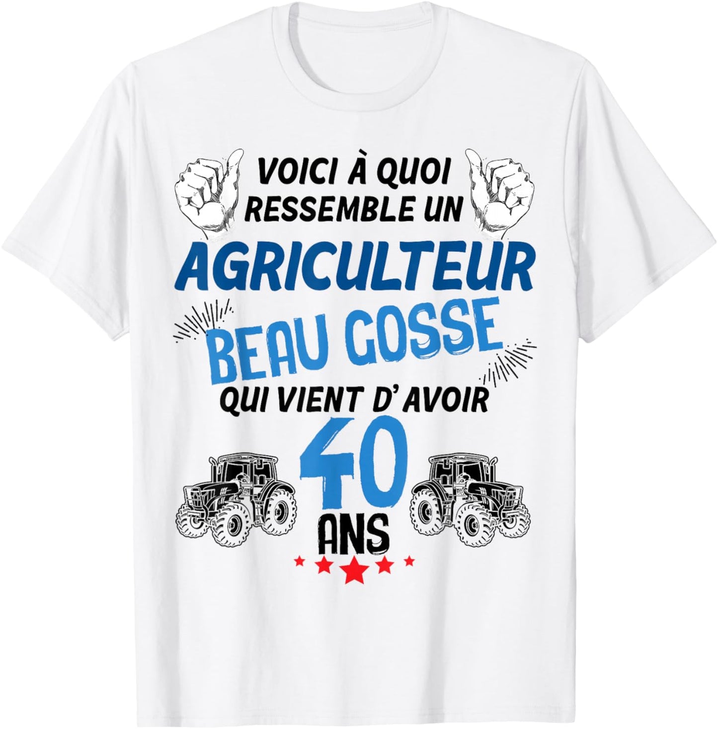 Farmer 40 Years Old Handsome Kid And Class Driving Tractor T-Shirt - T-Shirt | White