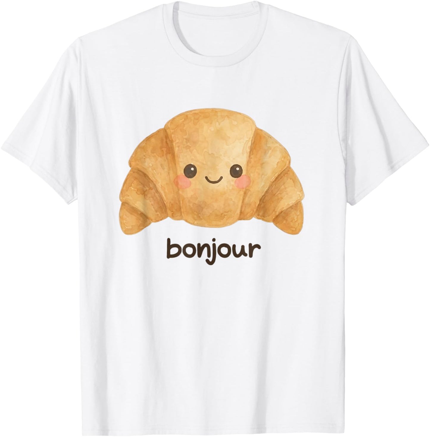 Kawaii Croissant Happy Face Gebäckliebhaber T-Shirt - T-Shirt | White