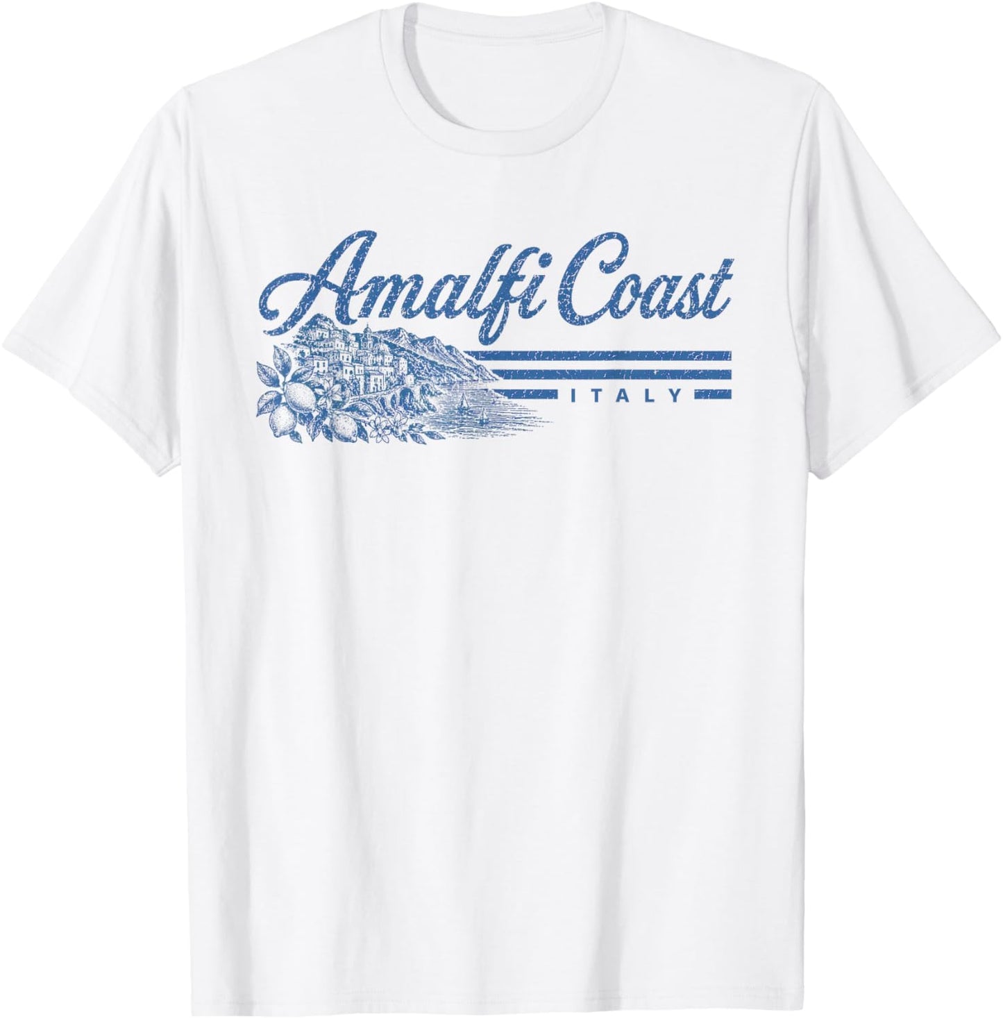 Amalfi Coast Italy Vintage Retro Travel Destination T-Shirt - T-Shirt | White