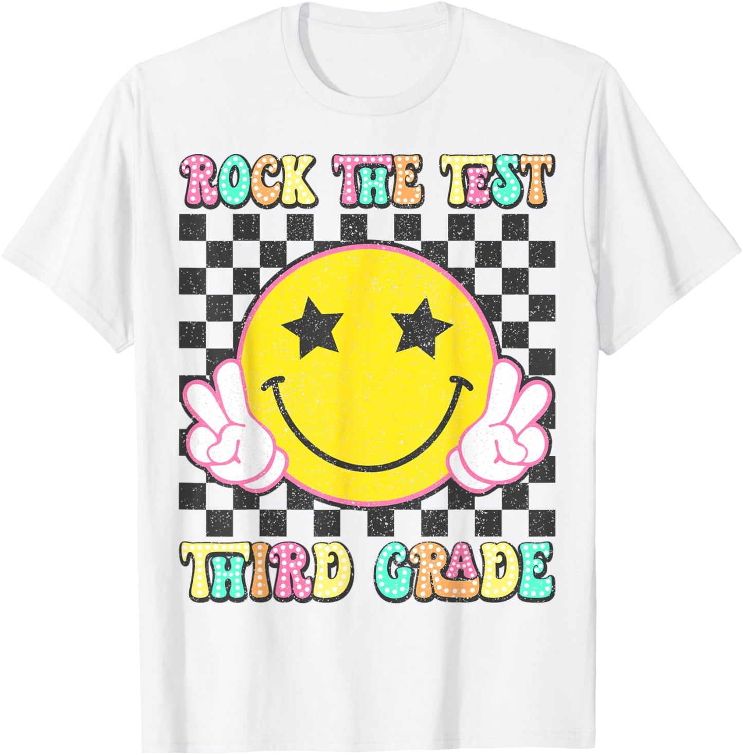 Rock The Test Day 3rd Grade Teacher Third Grade Testing Day T-Shirt - T-Shirt | White
