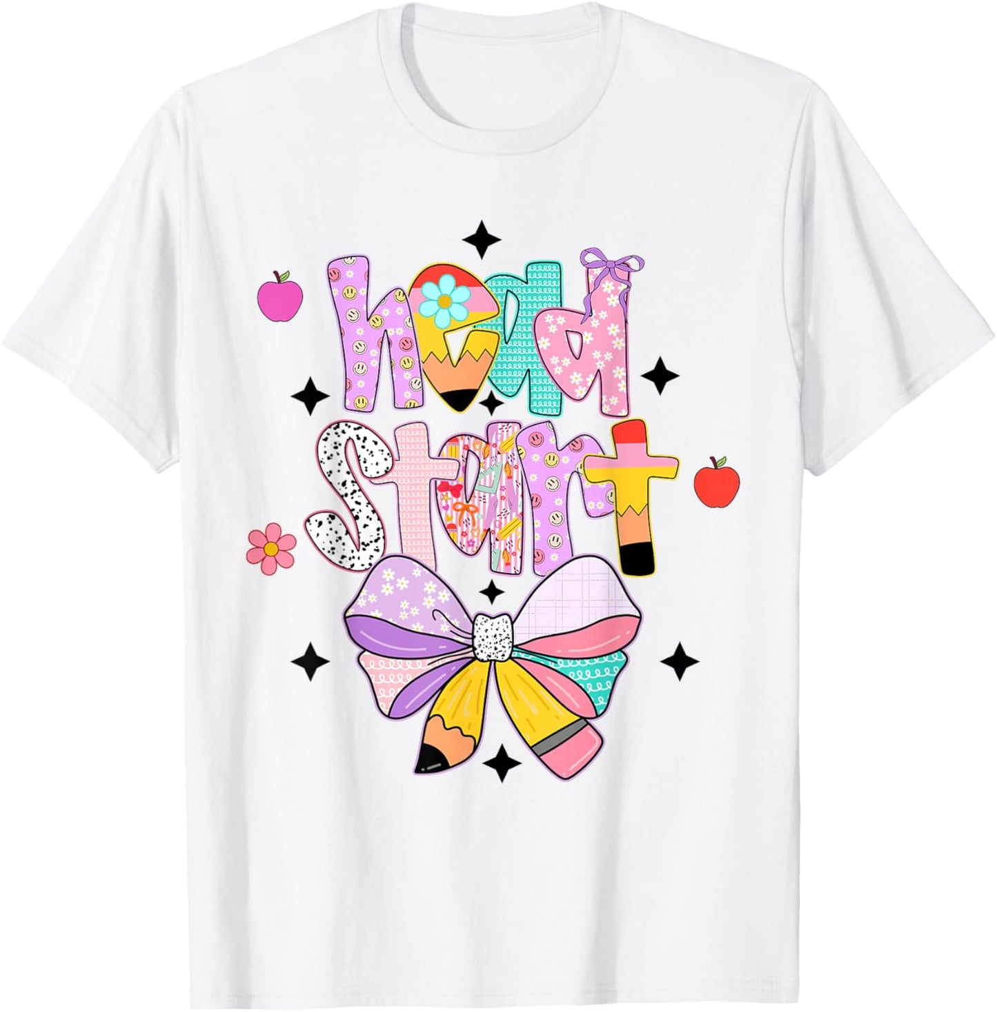 Groovy Head Start Preppy Coquette Bow Headstart Teacher Life T-Shirt - T-Shirt | White