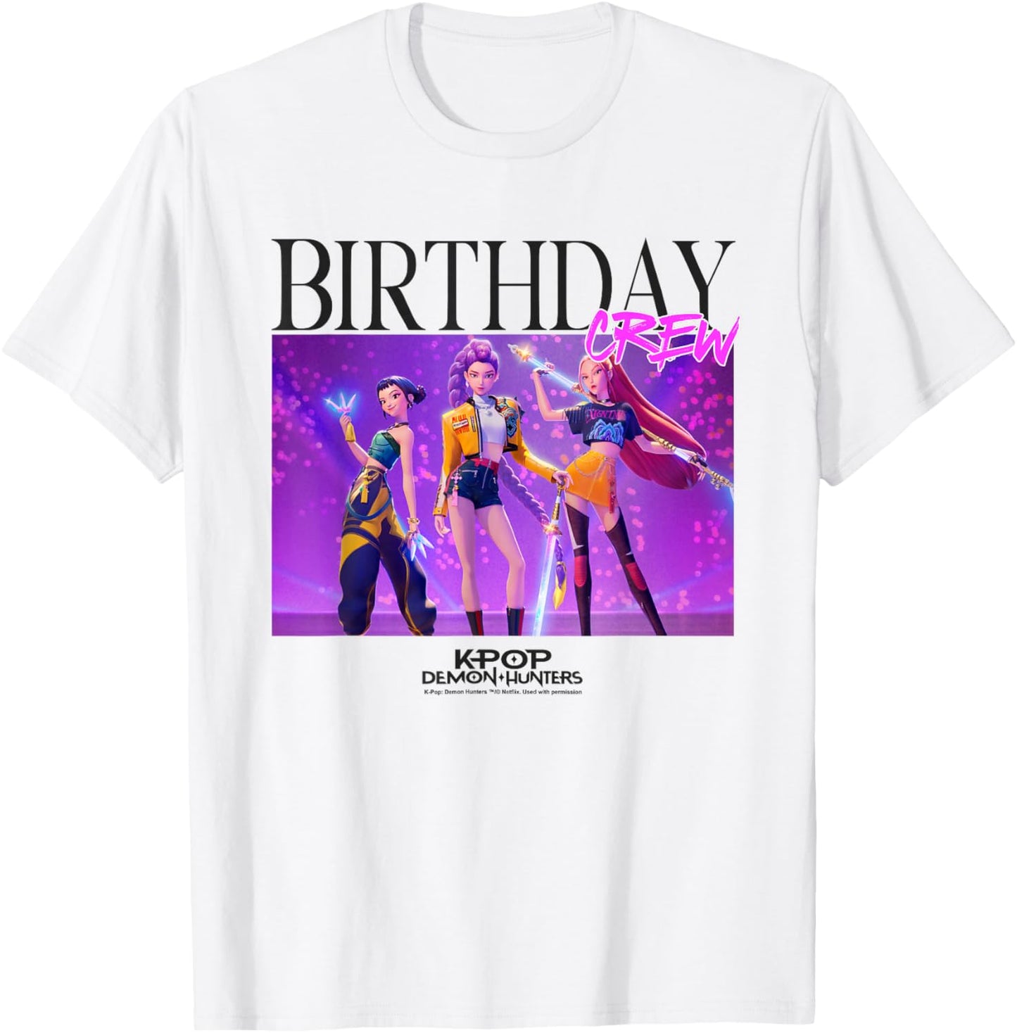 Kpop Demon Hunters Birthday Crew Officially Licensed T-Shirt - T-Shirt | White