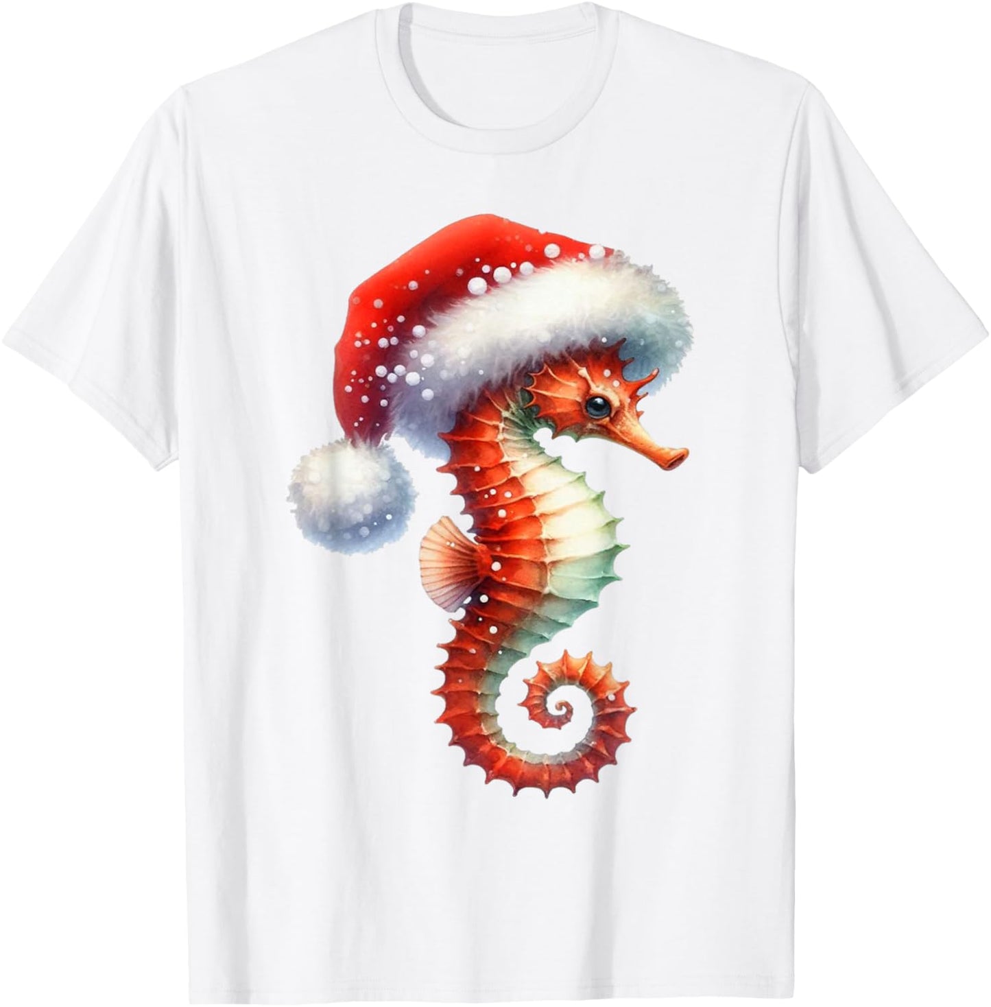 Coastal Christmas Seahorse Beach Holiday Winter Xmas T-Shirt - T-Shirt | White