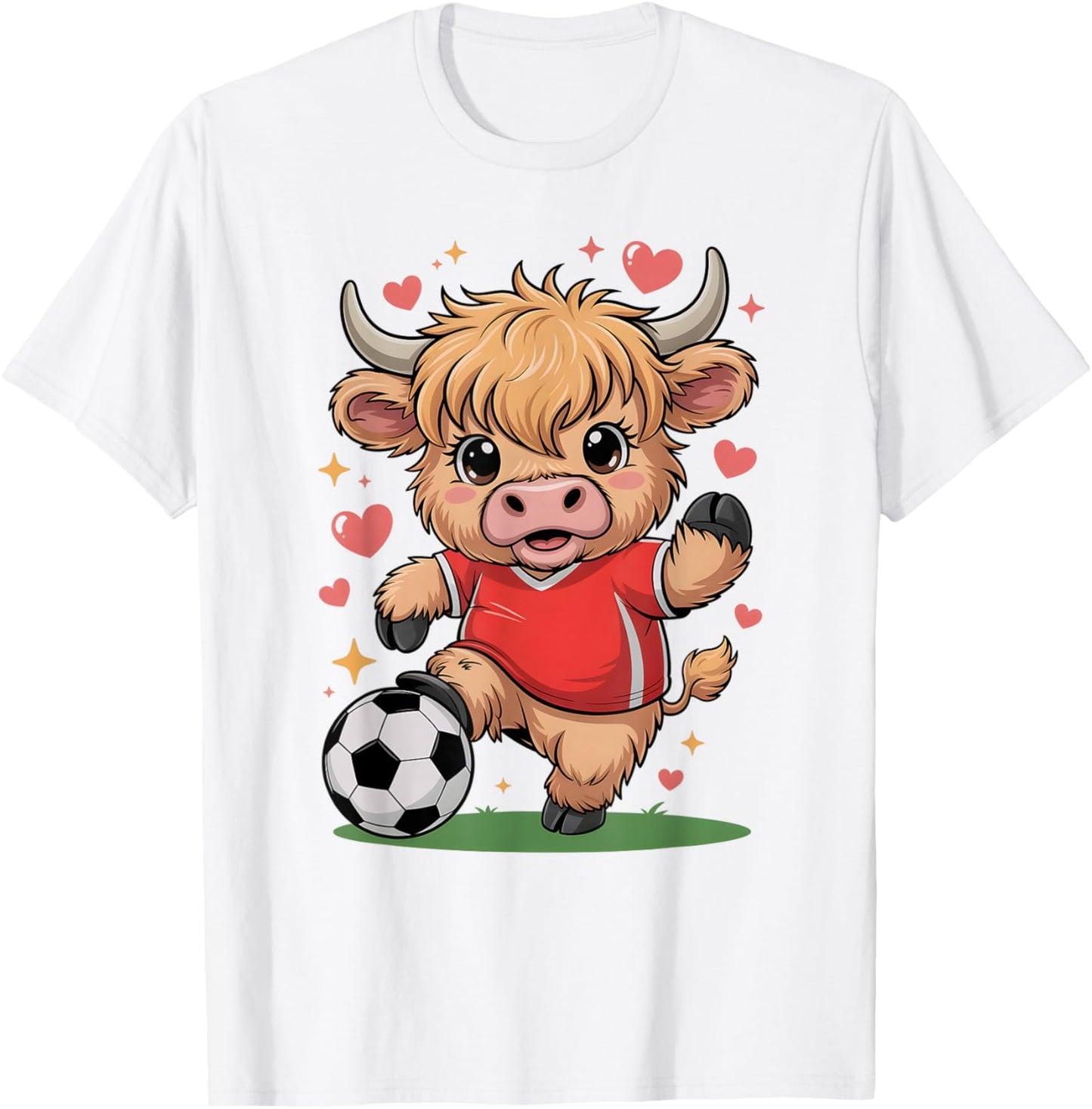 Kawaii Soccer Cow Just Girl Who Loves Highland Heifer Farm T-Shirt - T-Shirt | White