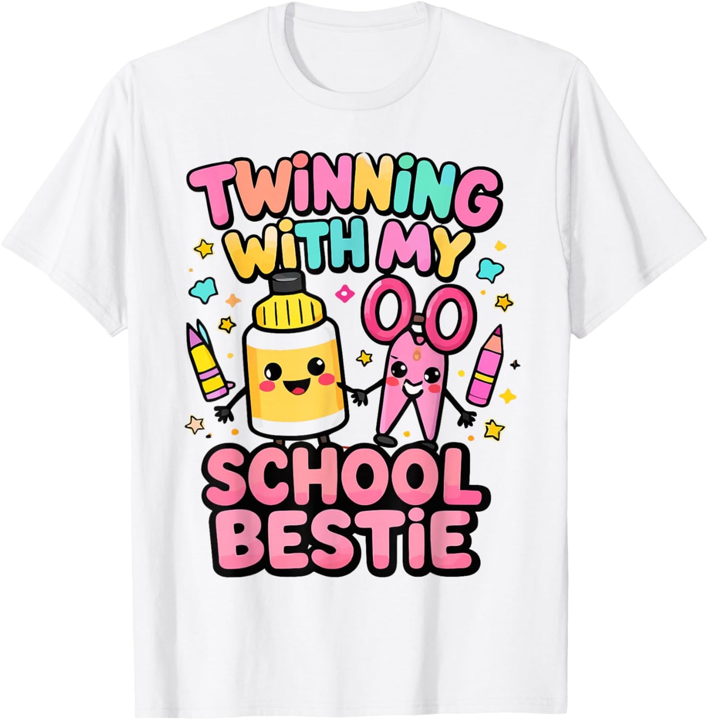 Twinning with My School Bestie Cute Matching Friend T-Shirt - T-Shirt | White