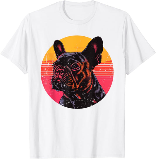 Retro French Bulldog Dog Lovers Gift Vintage Frenchie Owner T-Shirt - T-Shirt | White