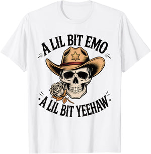 Fusion of Two Styles, Cowboy, Ranch, Emo, Yeehaw T-Shirt - T-Shirt | White