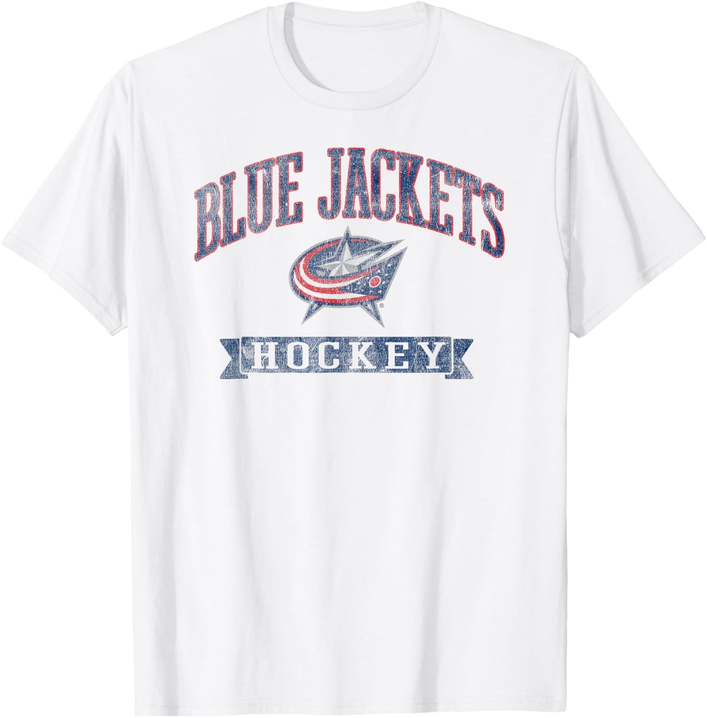 Columbus Blue Jackets Vintage Hockey Gray Licensed T-Shirt - T-Shirt | White