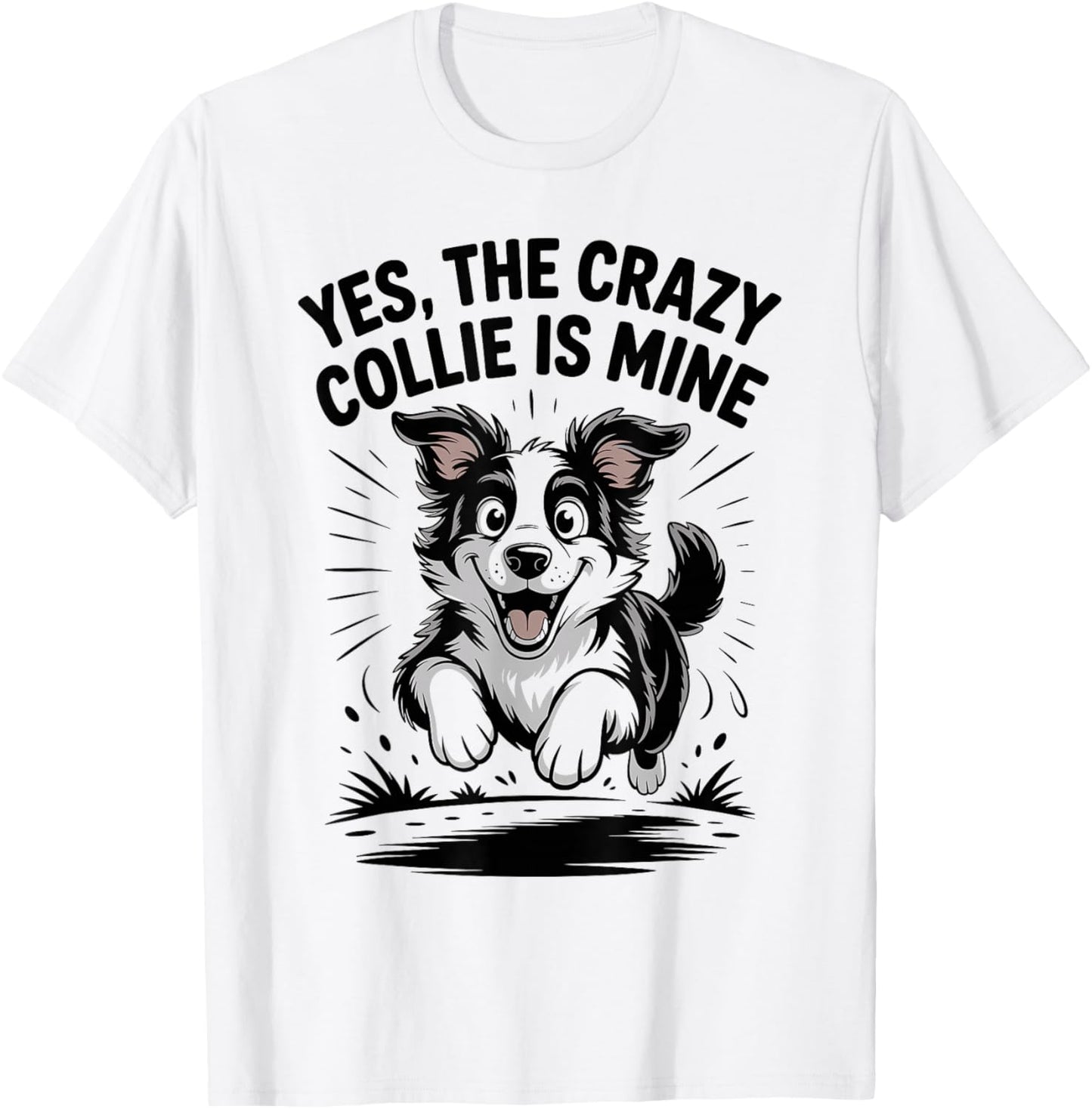 Collie Breed Cute Dog Lover Cartoon Funny Border Collie T-Shirt - T-Shirt | White