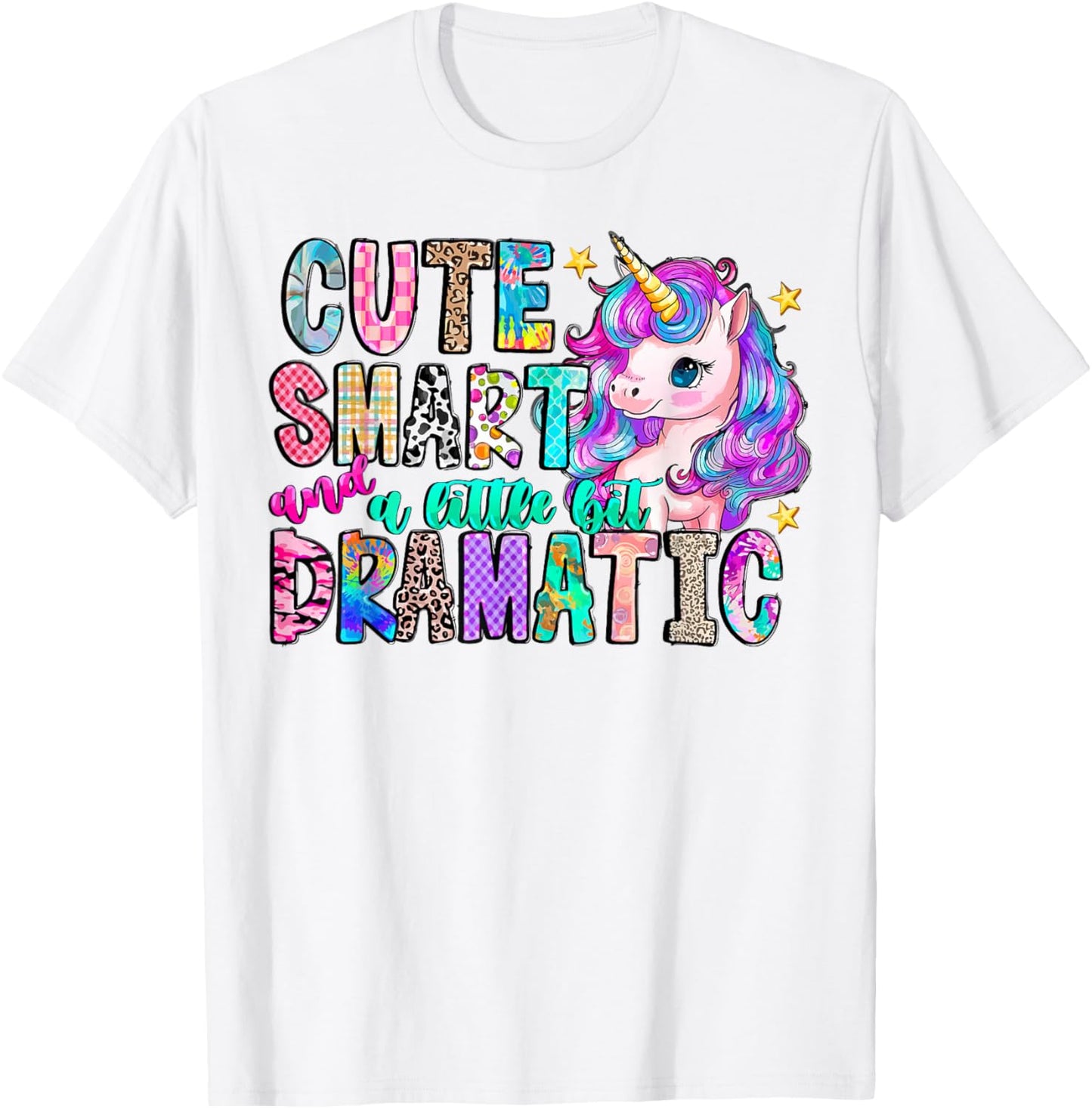 Cute Smart and a Little bit Dramatic Funny Unicorn Kid Girls T-Shirt - T-Shirt | White