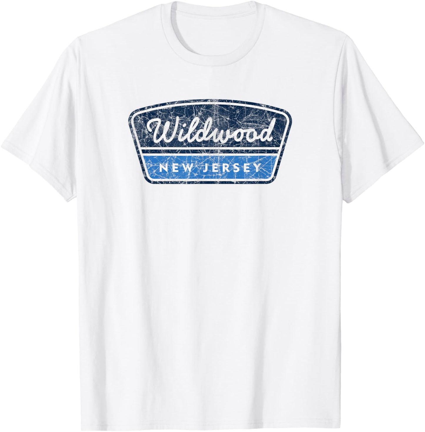Wildwood New Jersey Souvenir Vacation Vintage Badge T-Shirt - T-Shirt | White