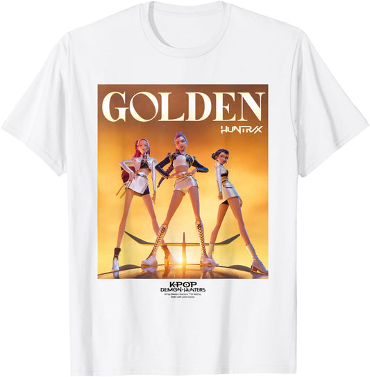 KPop Demon Hunters Huntrix Golden Poster T-Shirt - T-Shirt | White