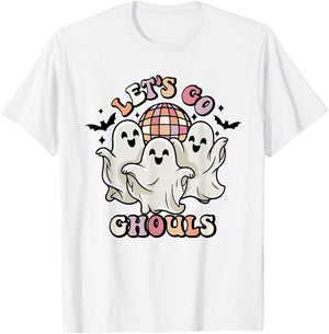 Lets Go Ghouls Halloween Disco Ghosts T-Shirt - T-Shirt | White