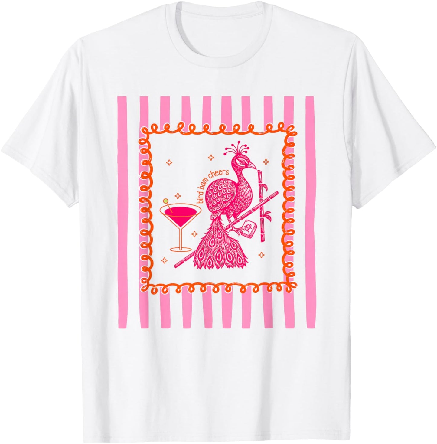 Mahjong Bird Bam Cheers Preppy Shirt Mah Jong Player Wine T-Shirt - T-Shirt | White