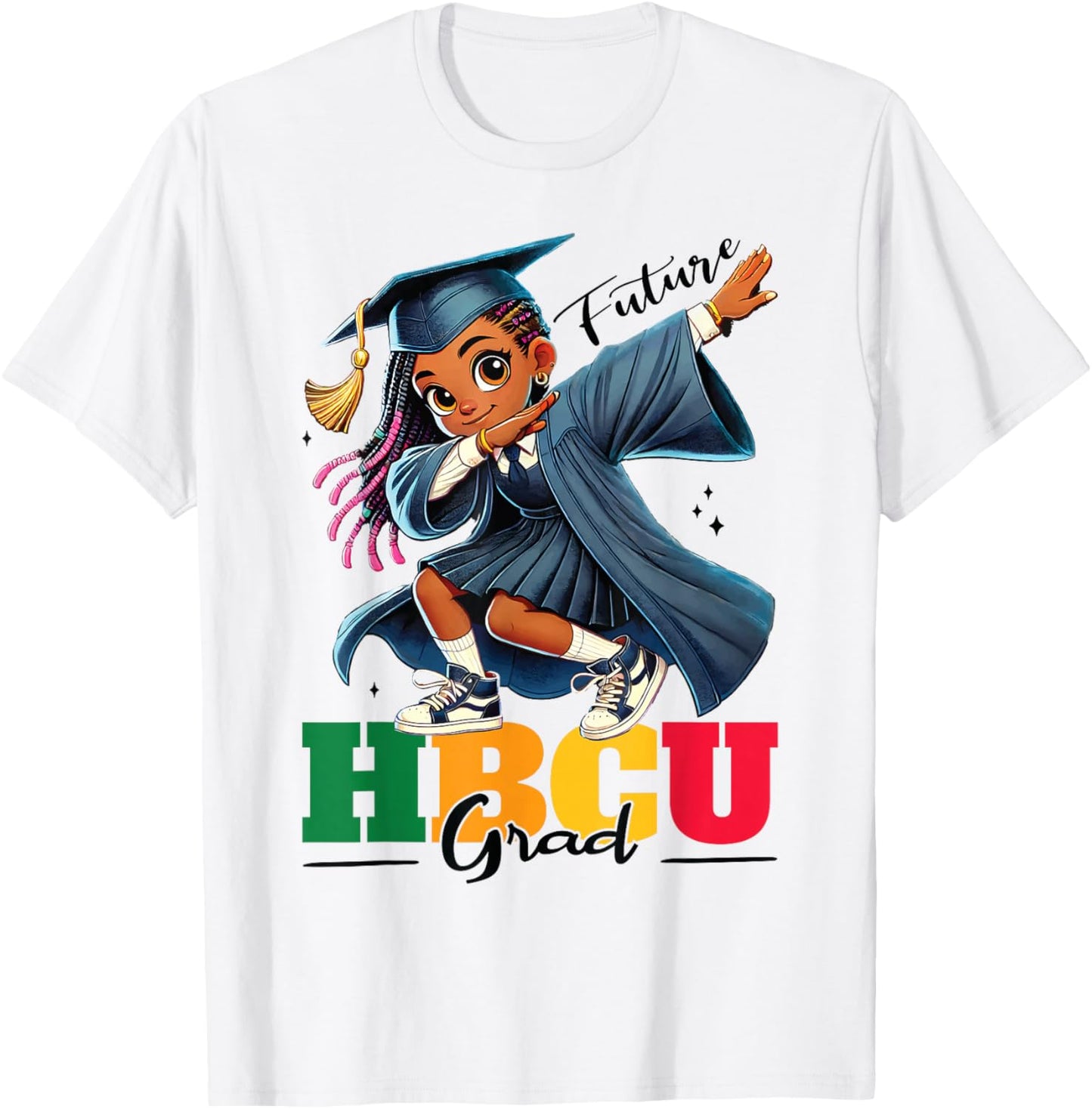 Future HBCU Grad kids Black Girl Afro Black History Month T-Shirt - T-Shirt | White