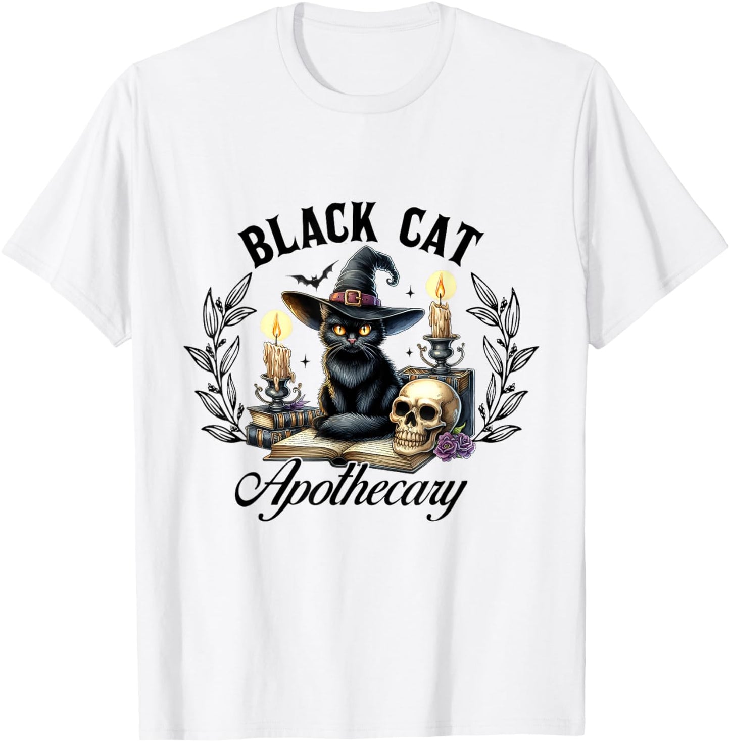 Black Cat Apothecary Funny Halloween Witchy Women Pet Love T-Shirt - T-Shirt | White