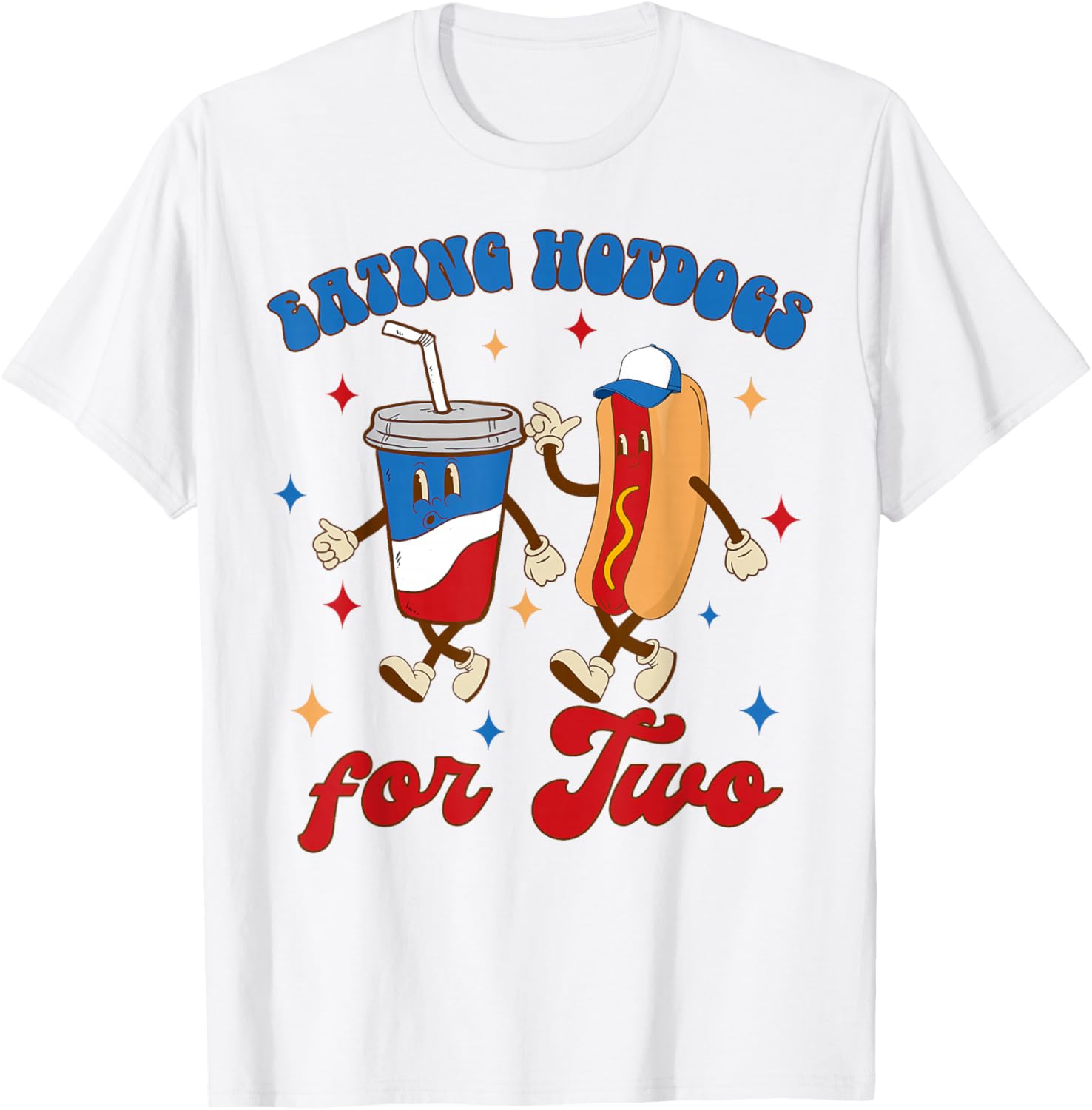 4th of July Pregnancy Announcement Eating Hotdogs for Two T-Shirt - T-Shirt | White