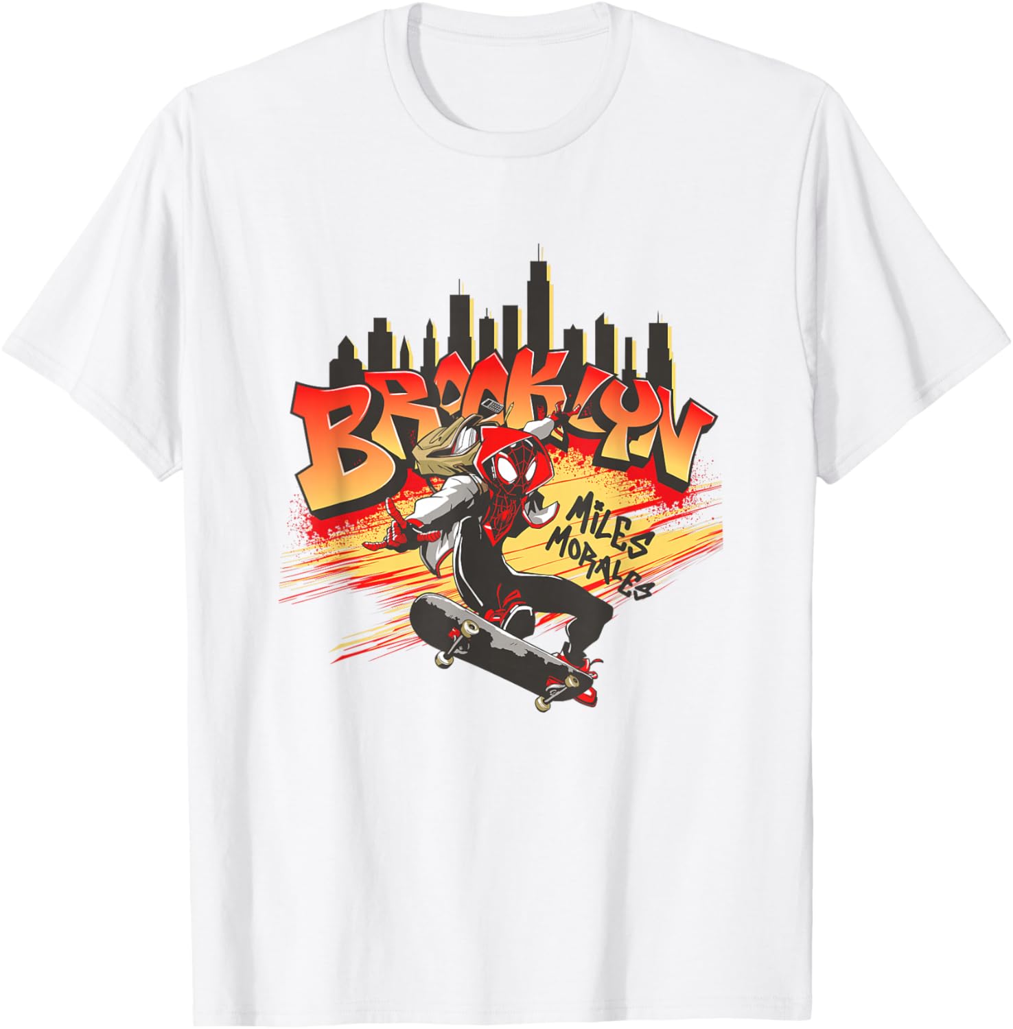 Marvel Comics Spider-Man Miles Morales Brooklyn Skate T-Shirt - T-Shirt | White
